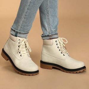 Tiana Bone Lace-Up Ankle Boots